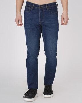 Men Straight Jeans with 5-Pocket Styling