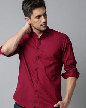 Men Regular Fit Spread-Collar Shirt