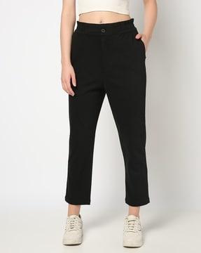 Women Paperbag-Waist Flat-Front Relaxed Fit Pants