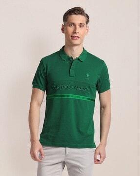 Men Brand Embroidered Slim Fit Polo T-Shirt
