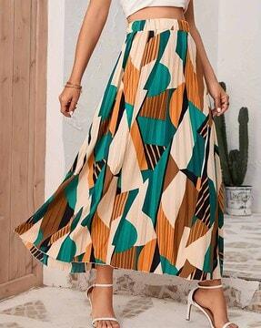 Women Geometric Print A-Line Skirt