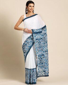 Floral Digital Printed Saree with Unstitched Blouse Piece