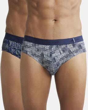 Pack of 2 Printed Briefs with Elasticated Waist Band