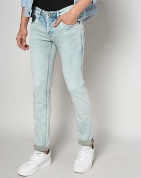 Men Heavily Washed Skinny Fit Jeans