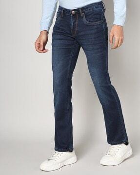Men Washed Straight Fit Jeans