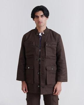 Caban Relaxed Fit Peacoat with Flap Pockets