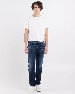 ANBASS Slim Fit Aged Wash Jeans