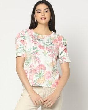 Women Floral Print Fitted Top
