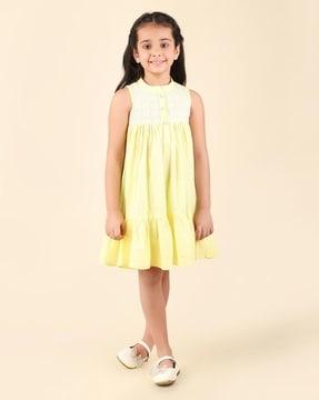 Girls Embroidered Fit & Flared Dress