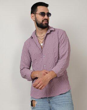 Men Geometric Print Regular Fit Shirt with Spread Collar