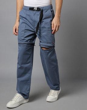 Men Loose Fit Flat-Front Convertible Pants