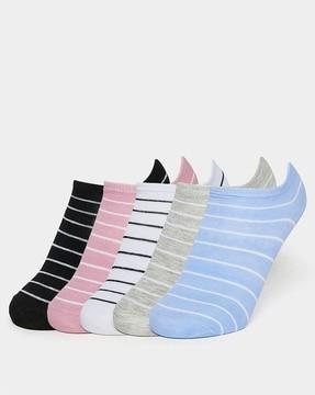 Pack Of 5 Striped Ankle Socks with Round Shape