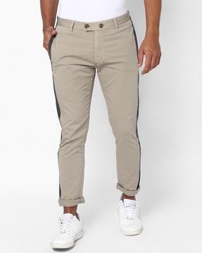 Flat-Front Trousers with Contrast Taping