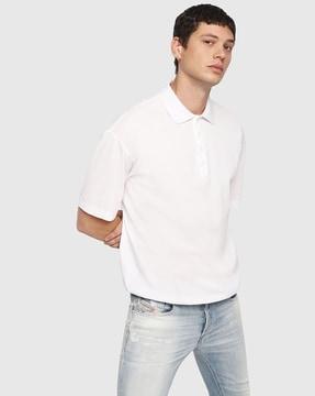 T-PLATO Boxy Fit Polo T-shirt with Contrast Drawstring