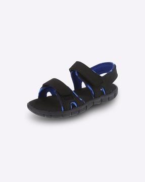 Textured Strappy Sandals with Velcro Fastening
