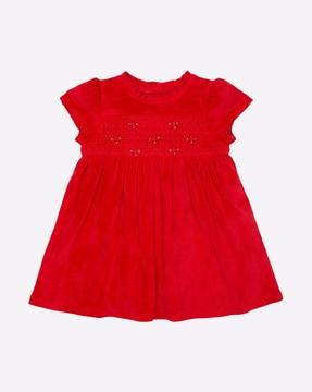 embroidered-a-line-dress-with-smocking