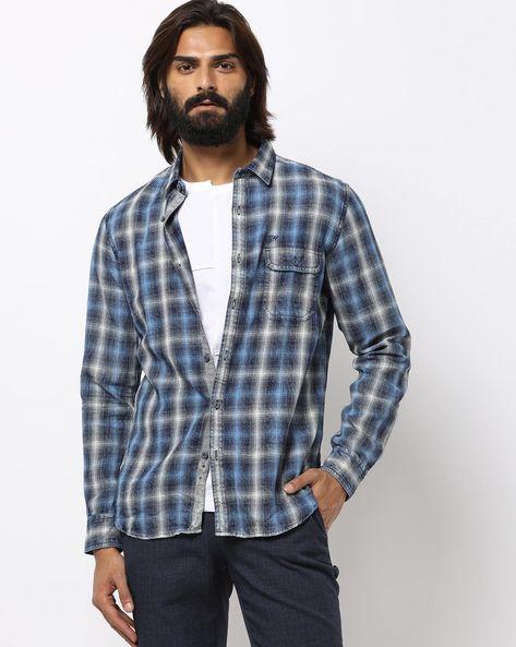 Checked Slim Fit Shirt with Button-Flap Pocket