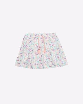 Floral Print A-line Skirt with Tassel