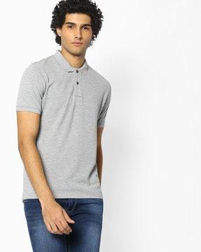 Polo T-shirt with Ribbed Hems