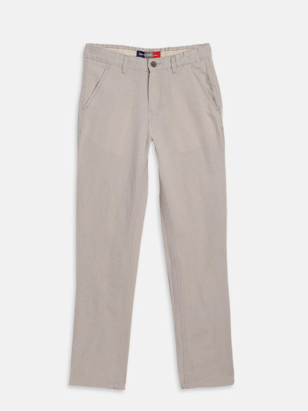 Gini and Jony Boys Off-White Regular Fit Solid Regular Trousers