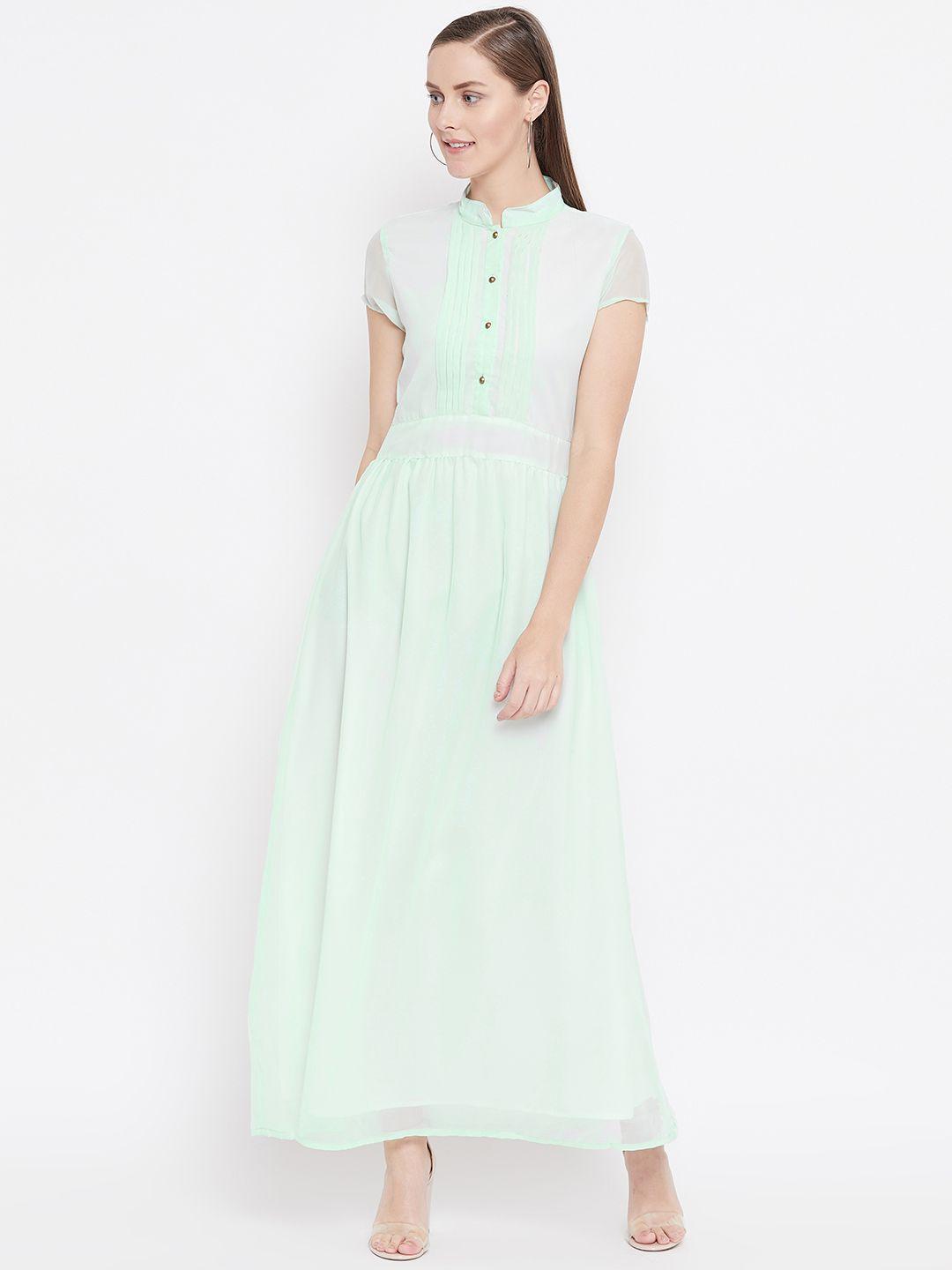 Belle Fille Women Sea Green Solid Maxi Dress