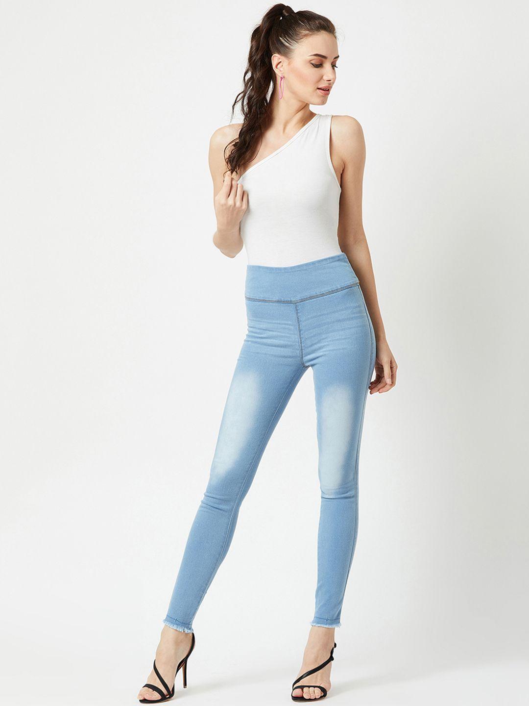 Miss Chase Women Blue Washed Skinny Fit Denim Jeggings