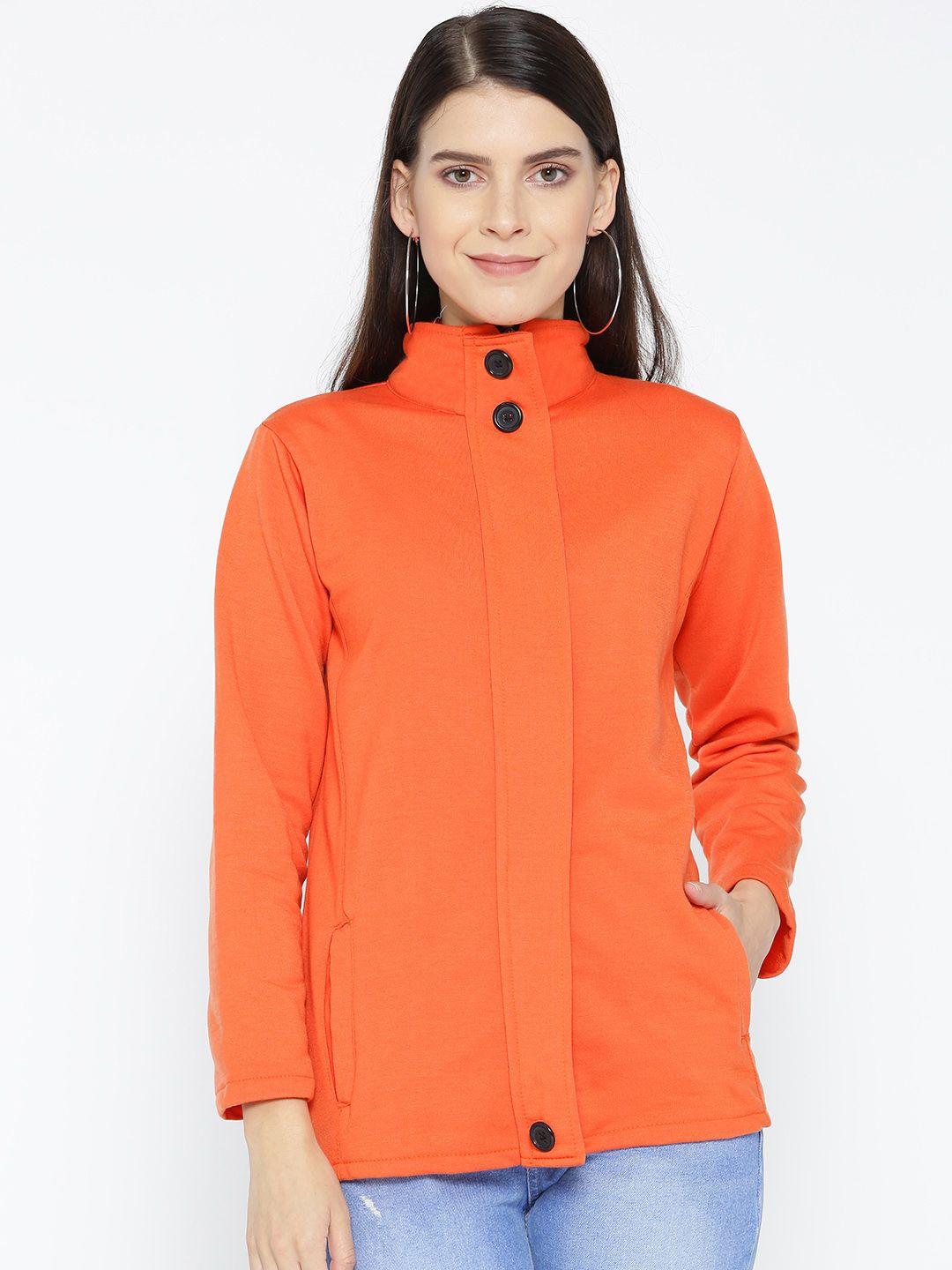 Belle Fille Women Orange Solid Hooded Jacket
