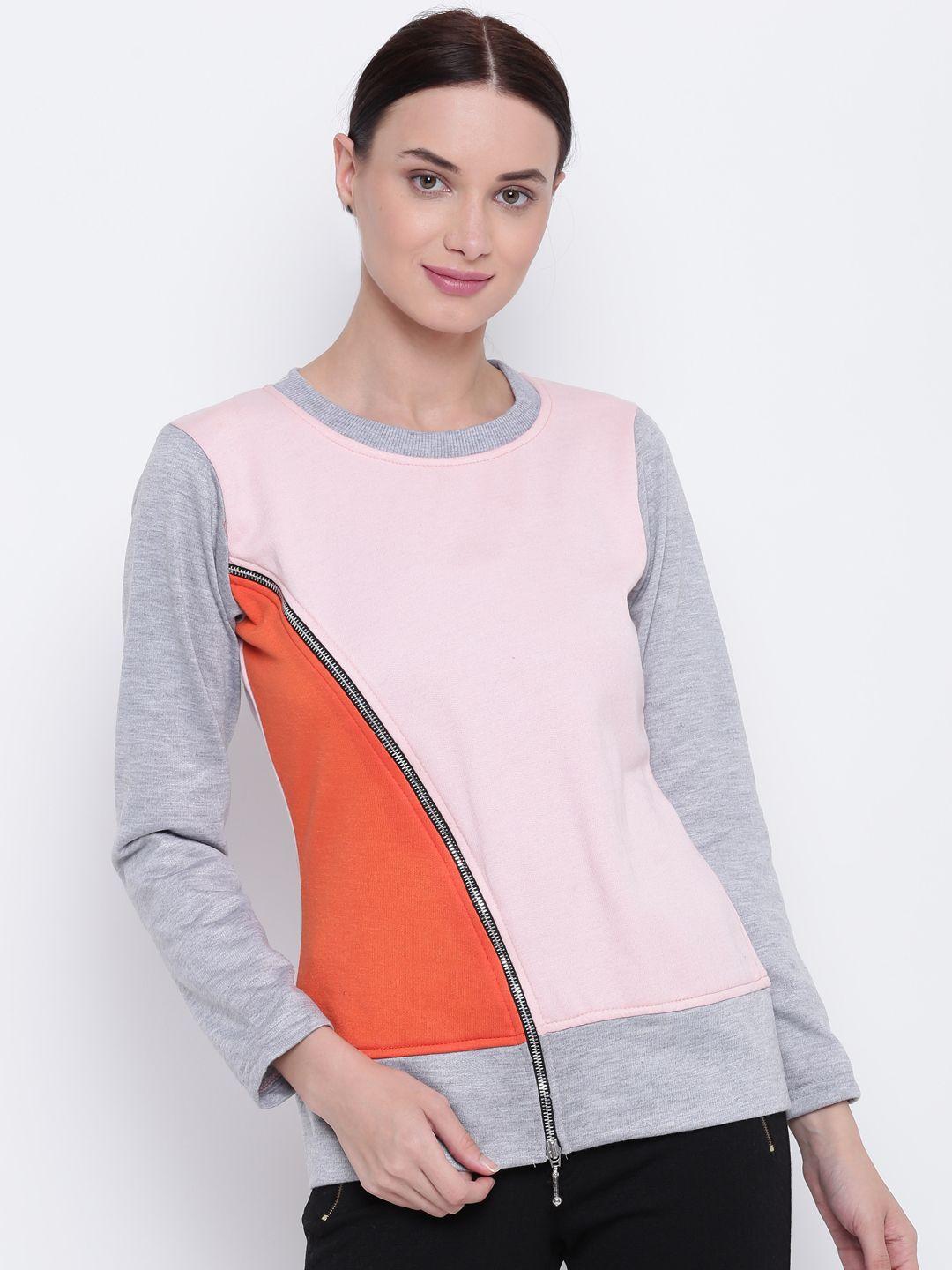belle-fille-women-pink-&-orange-colourblocked-sweatshirt
