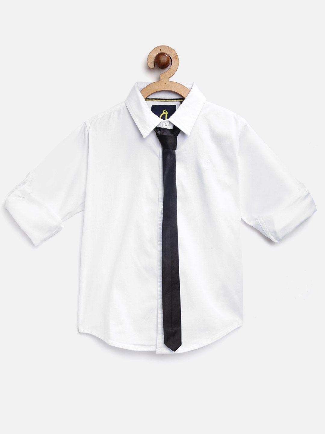 Gini and Jony Boys White Regular Fit Solid Casual Shirt