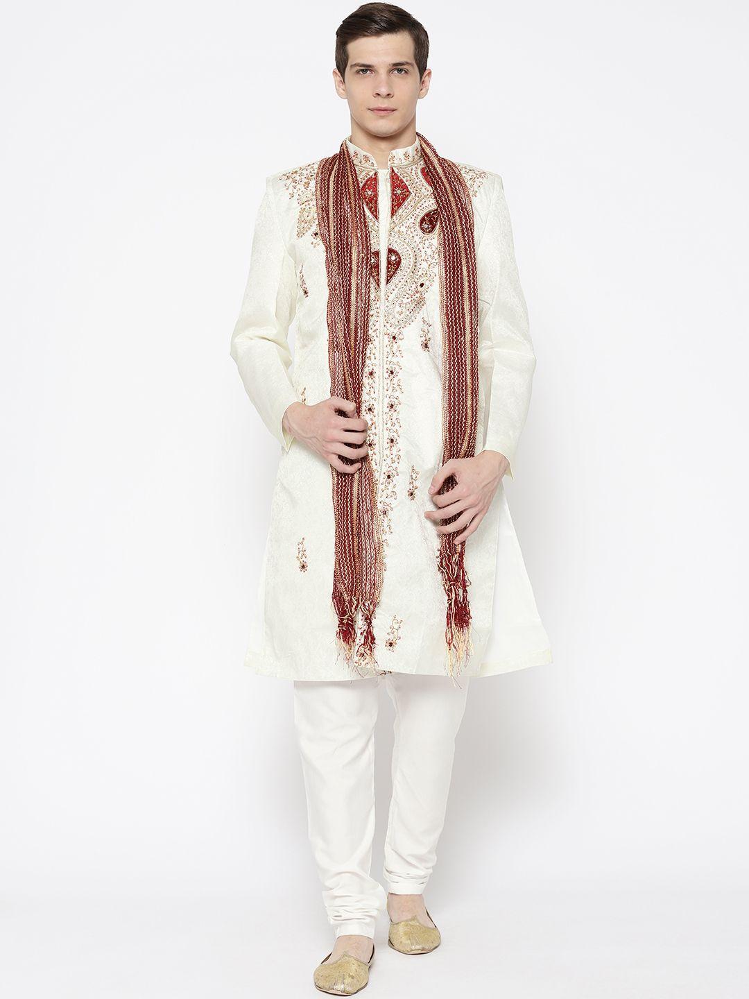 sg-leman-men-off-white-&-maroon-embellished-sherwani