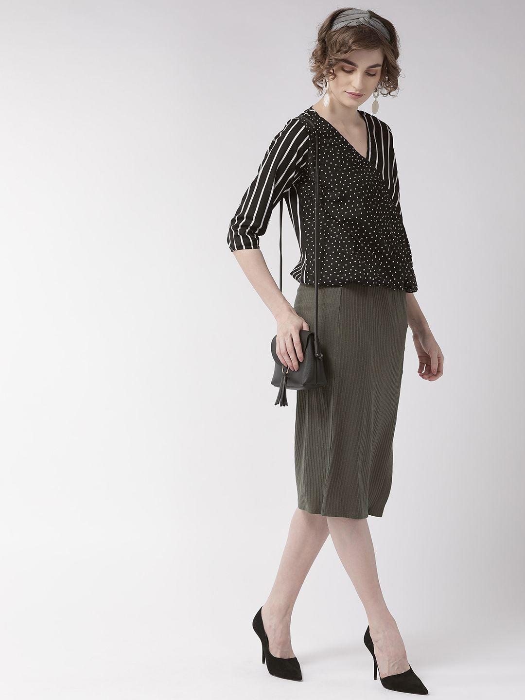 style-quotient-women-black-&-white-striped-blouson-top