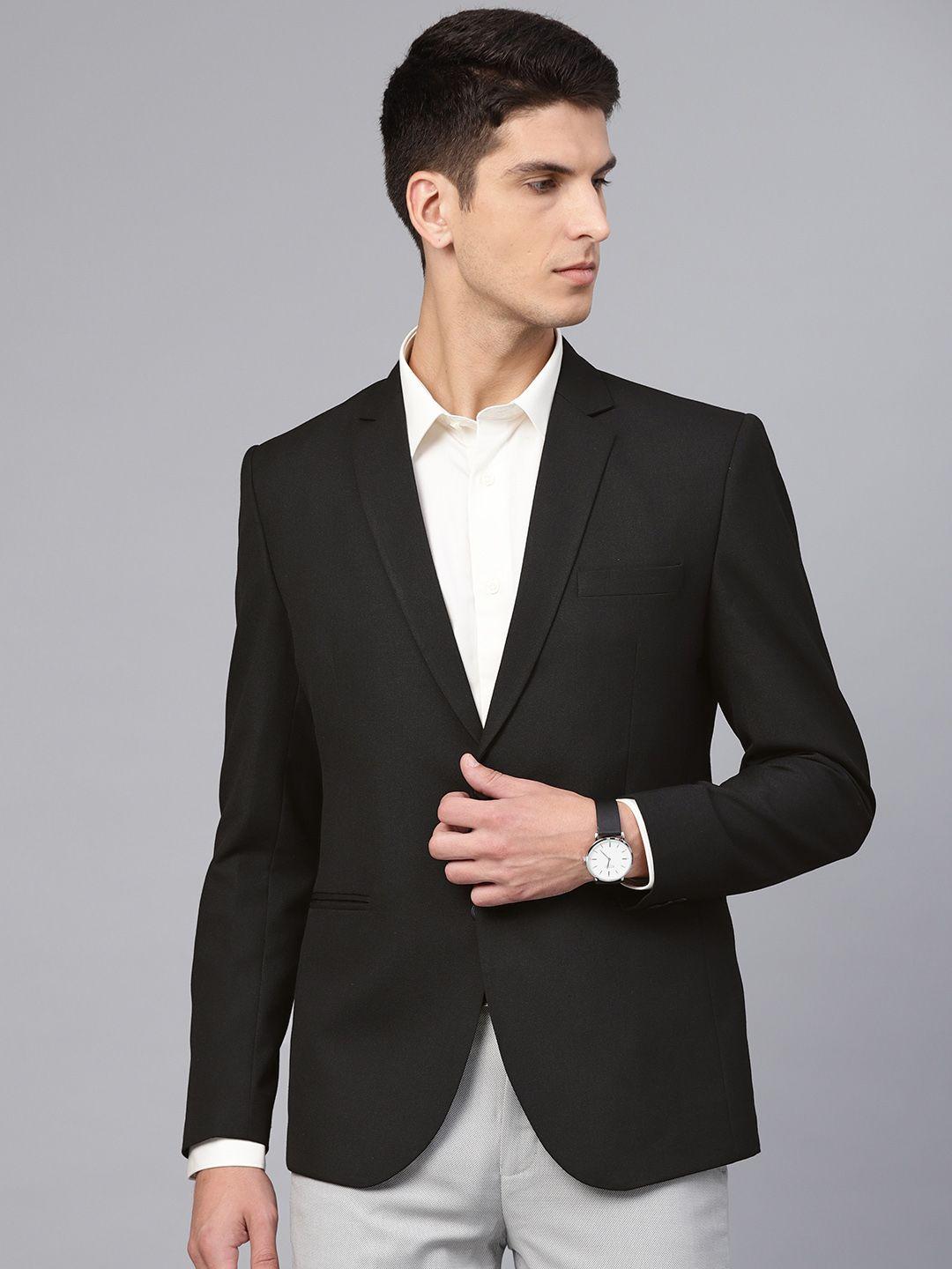 manq-men-black-slim-fit-solid-single-breasted-formal-blazer