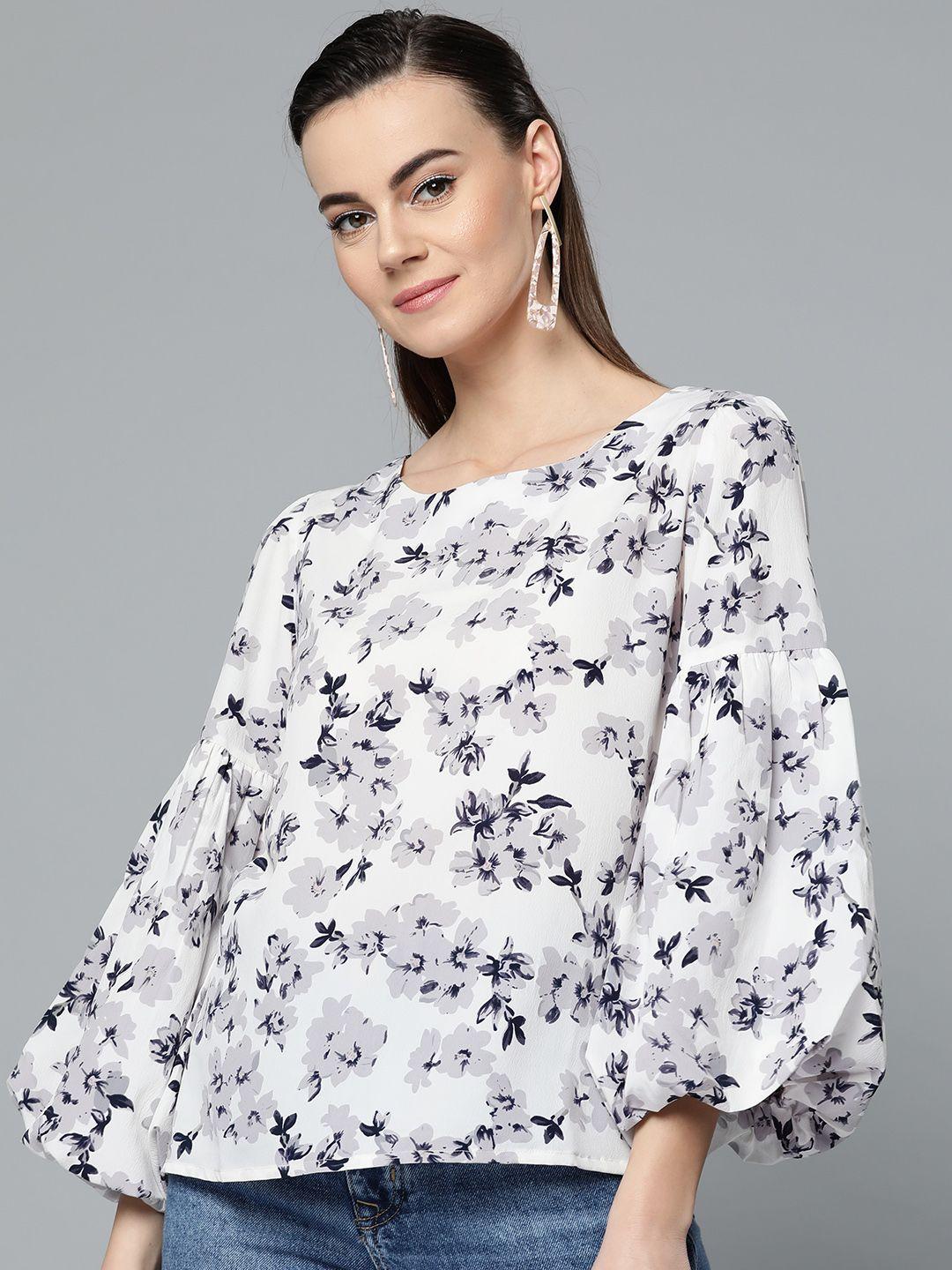 marie-claire-women-off-white-&-navy-floral-print-top