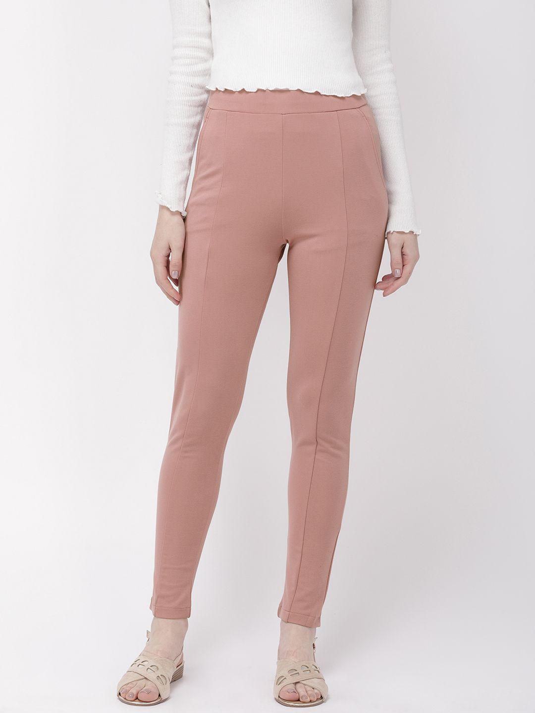 go-colors-women-pink-solid-treggings