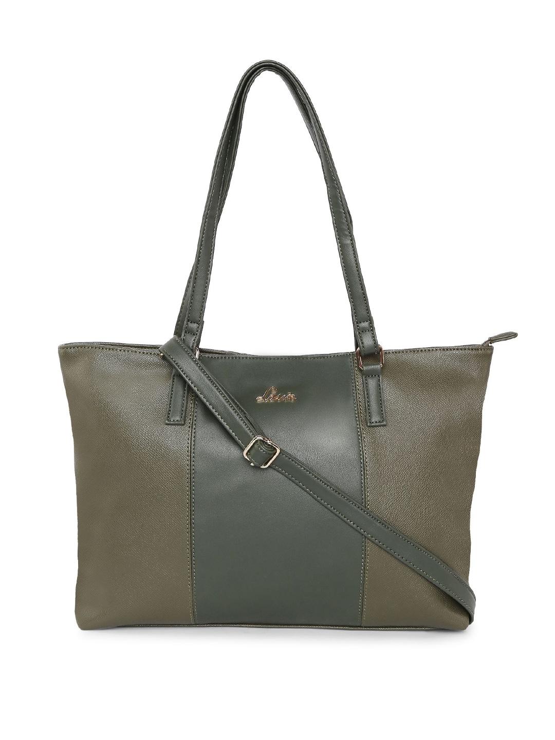 Lavie Olive Green Textured Shoulder Bag