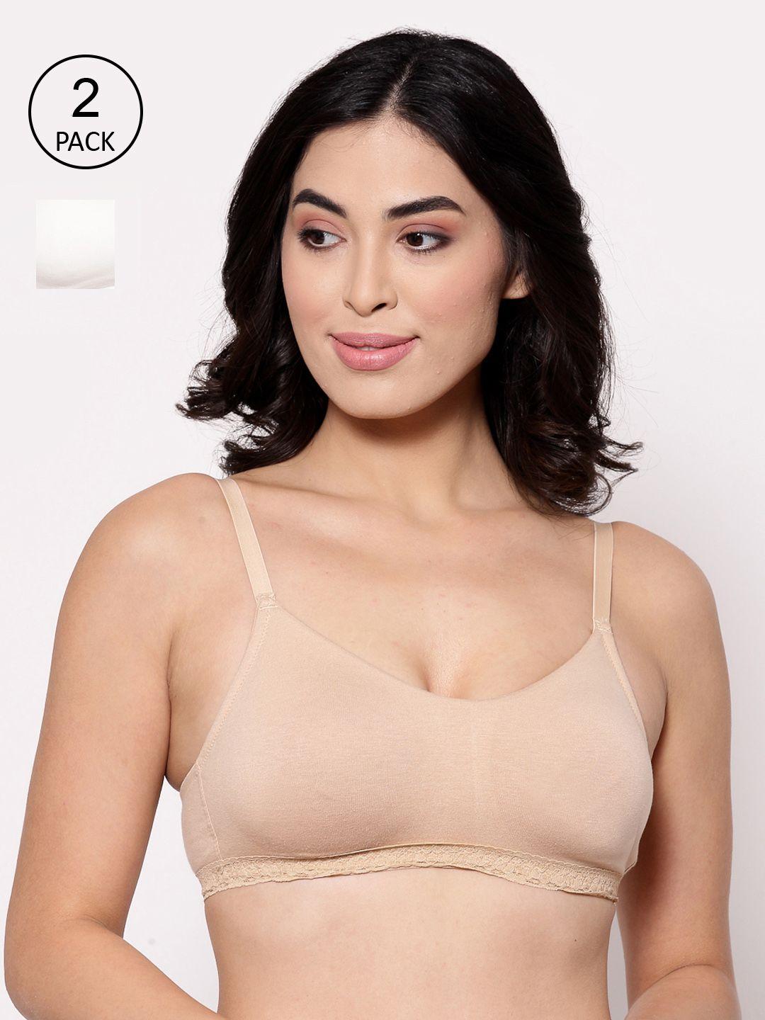 Inner Sense Pack of 2 Organic Cotton Seamless Everyday Laced Sustainable Bra ISB054