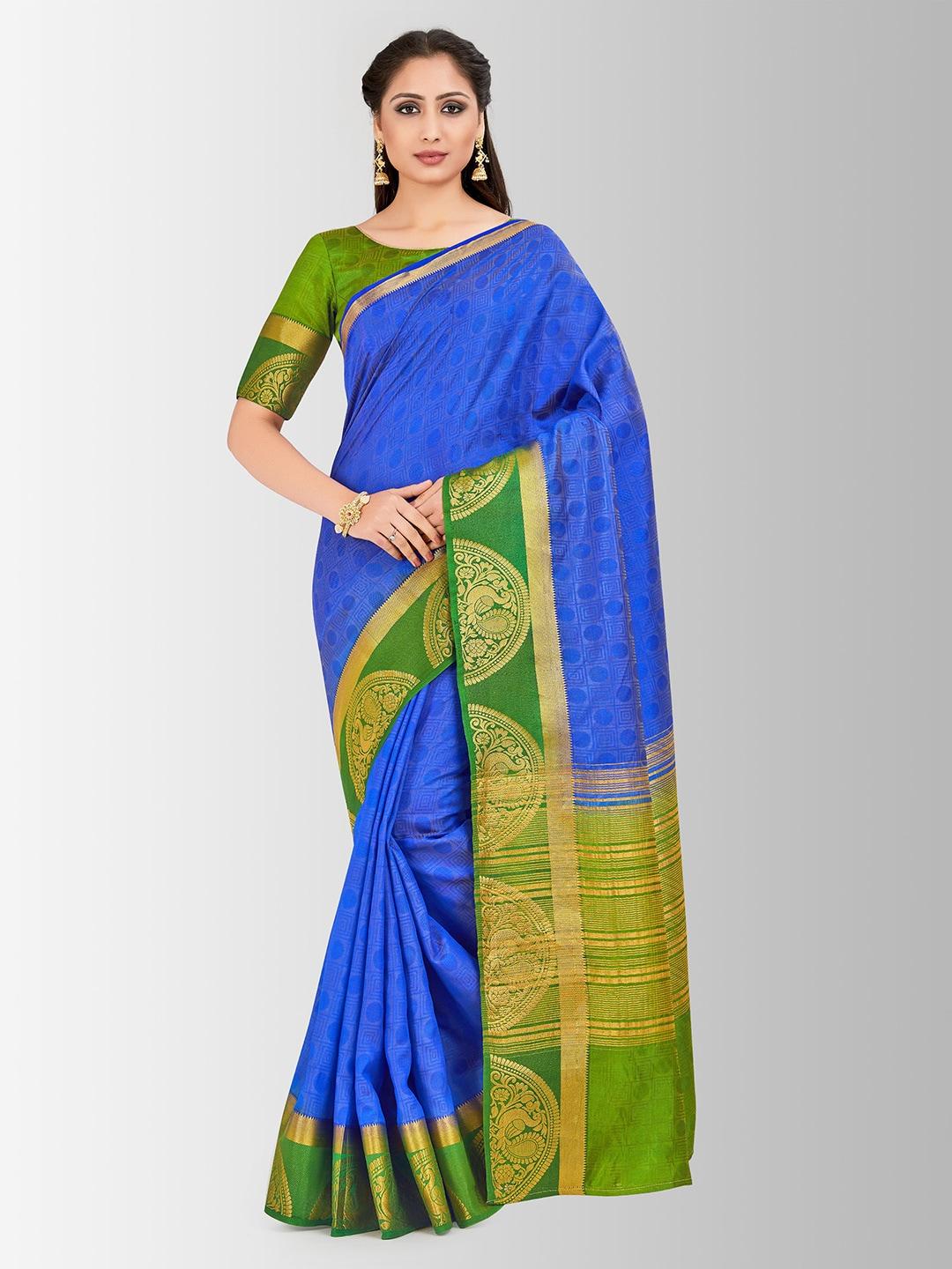 mimosa-blue-art-silk-embellished-kanjeevaram-saree