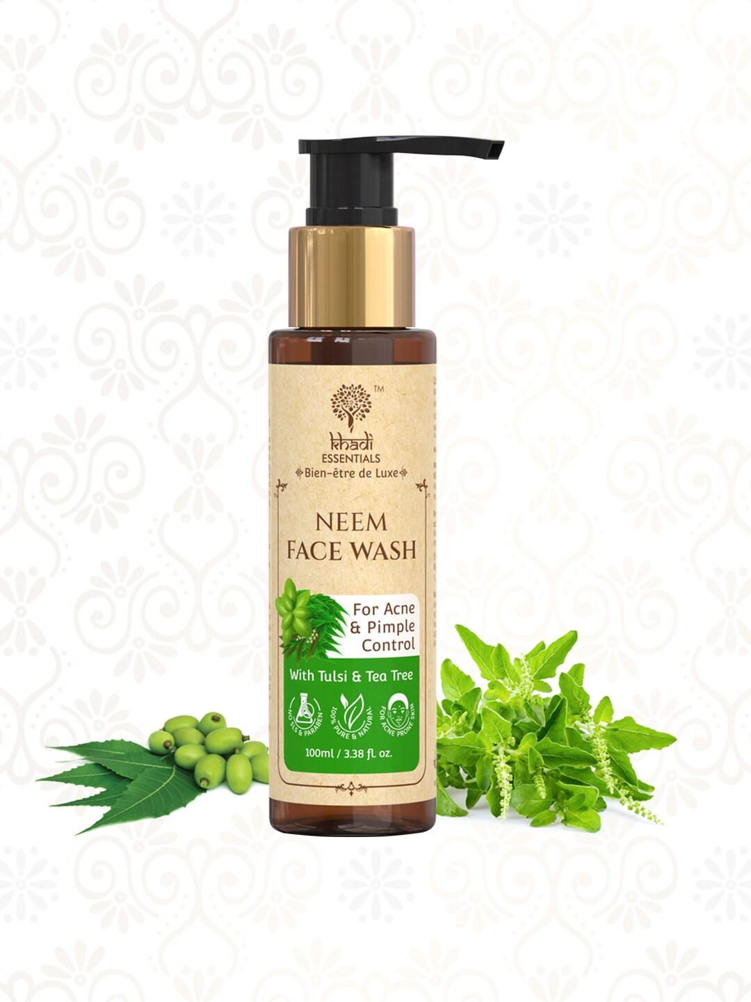 KHADI ESSENTIALS Neem Face Wash With Tulsi & Tea Tree for Anti Acne & Oil Control - 100 ml