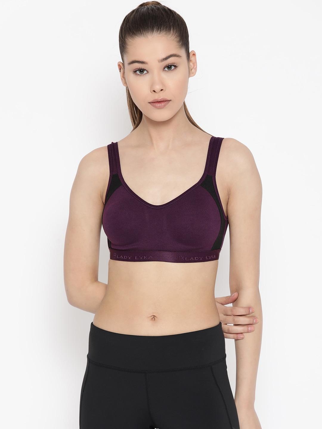 Lady Lyka Purple Solid Non-Wired Non Padded Sports Bra