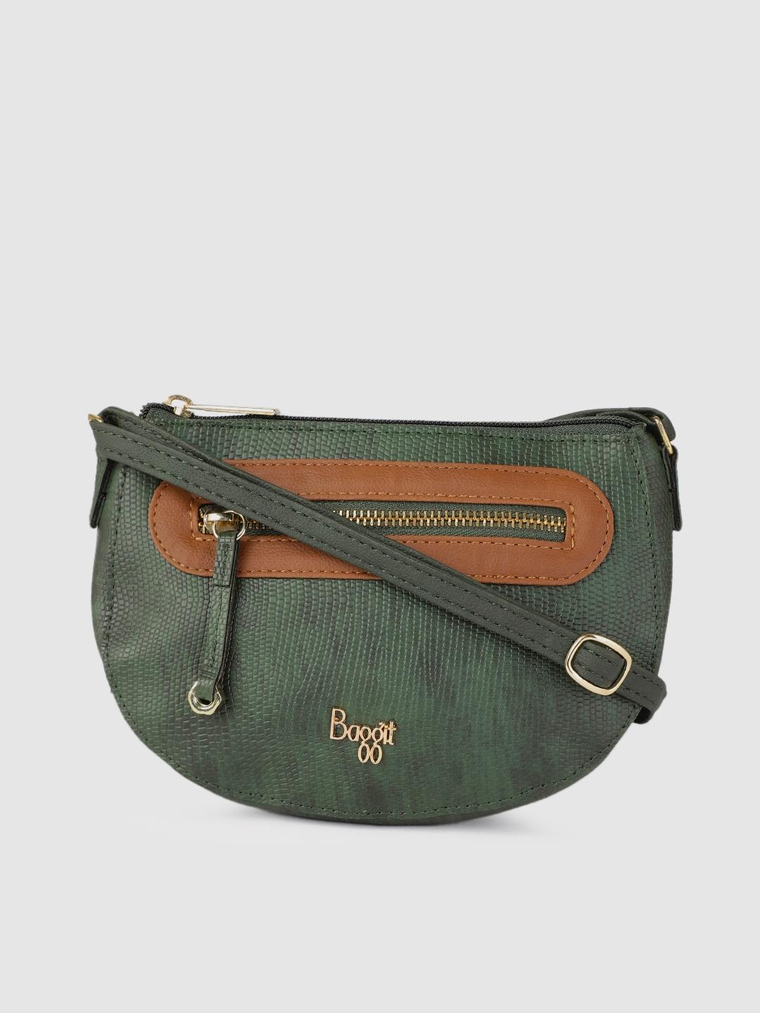 baggit-olive-green-textured-sling-bag
