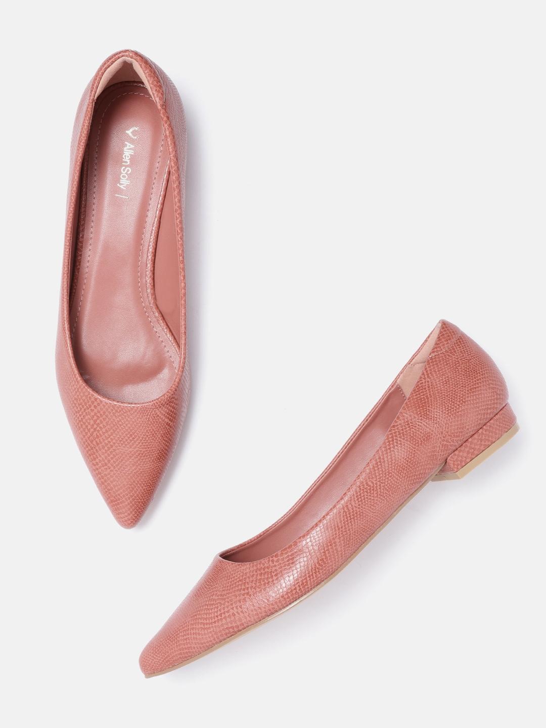 allen-solly-women-pink-snakeskin-textured-ballerinas