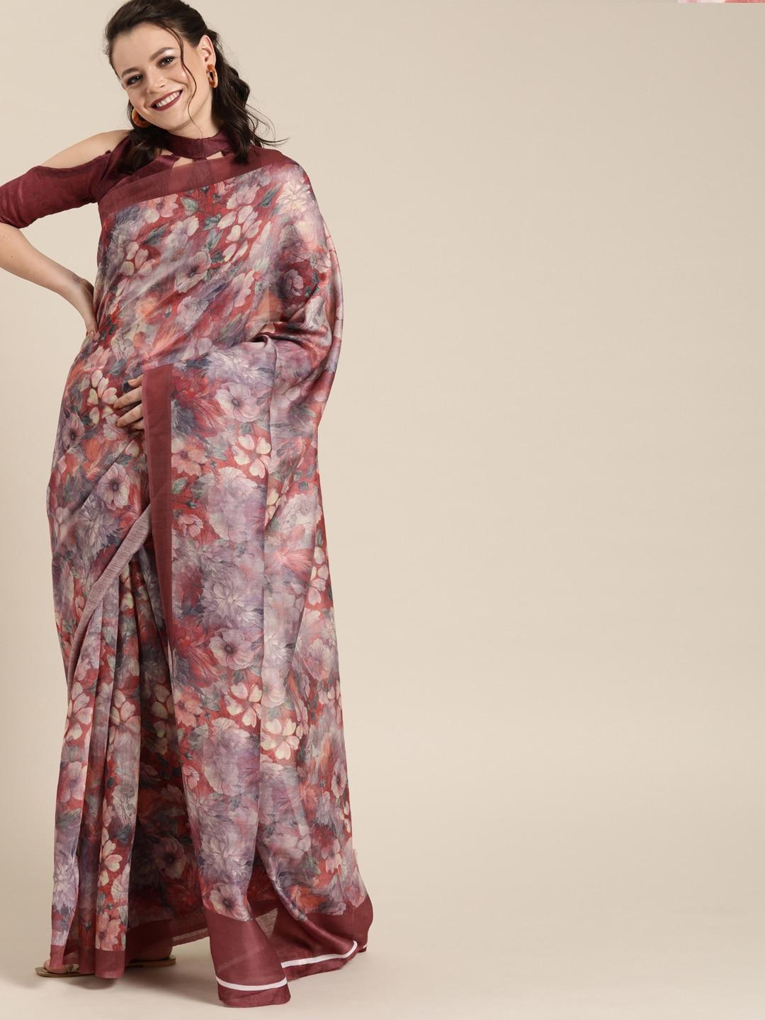 saree-mall-brown-printed-art-silk-saree