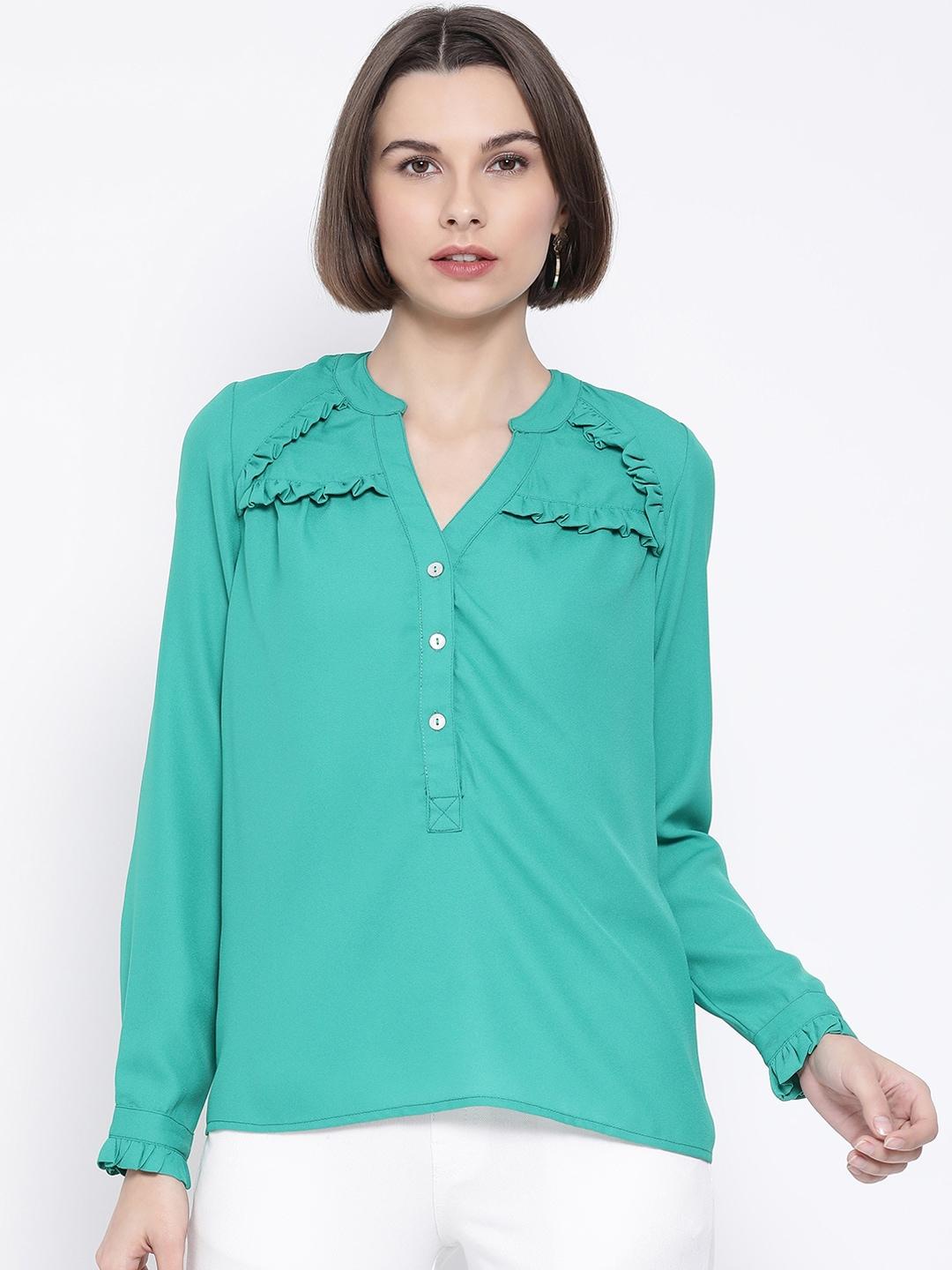 oxolloxo-women-green-solid-shirt-style-top