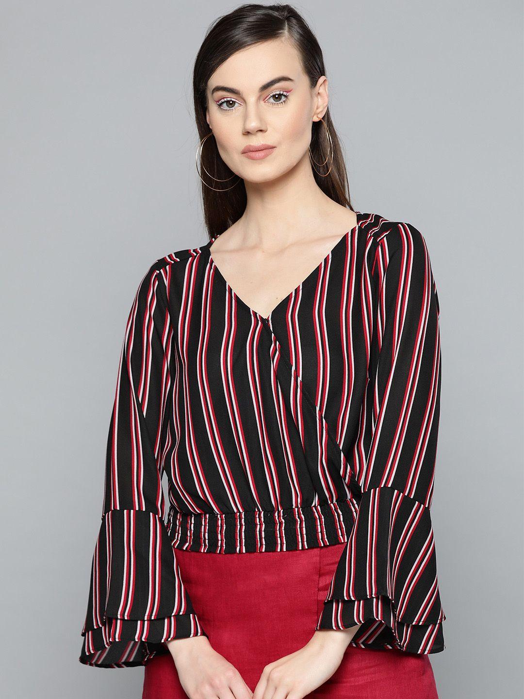 harpa-women-black-&-red-striped-wrap-top