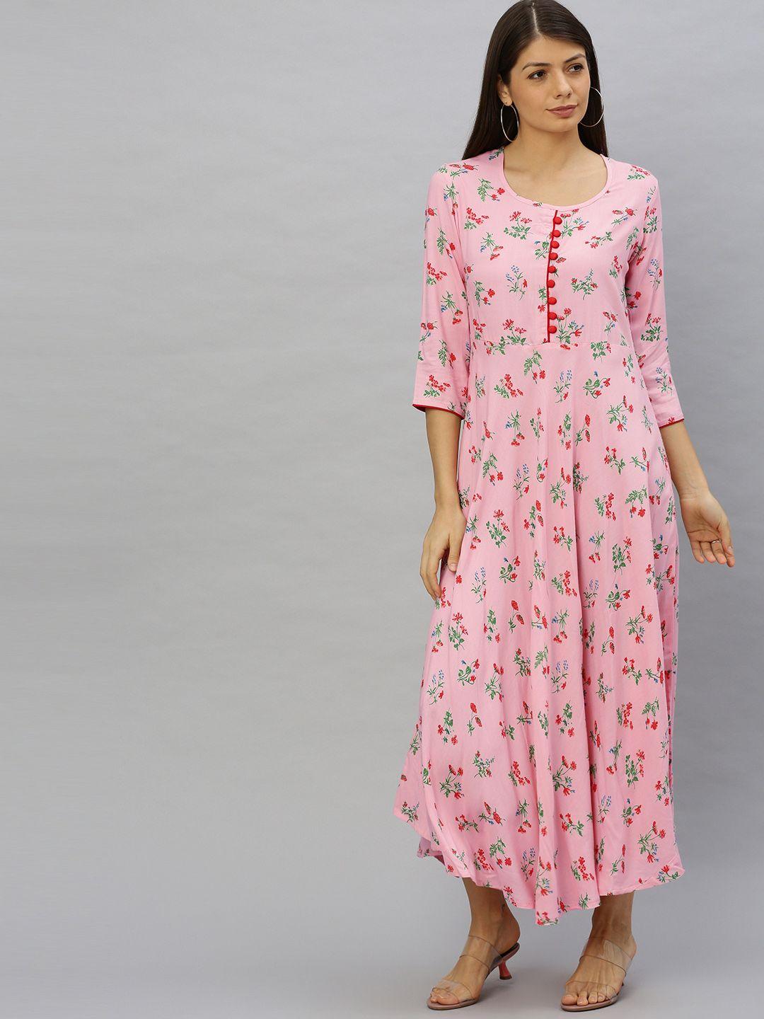 yash-gallery-women-pink-&-green-printed-maxi-dress