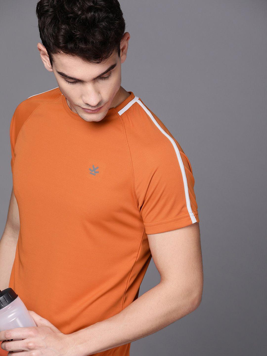 wrogn-active-men-orange-solid-round-neck-t-shirt