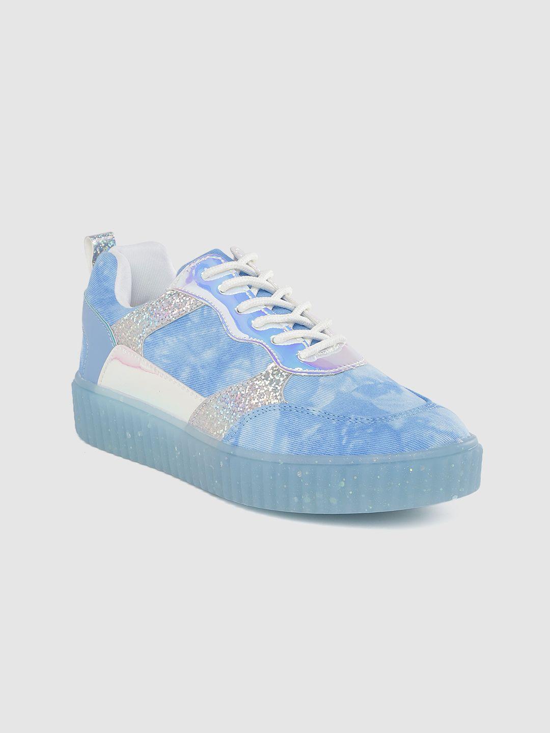 lavie-women-blue-&-silver-toned-printed-sneakers-with-iridescent-effect
