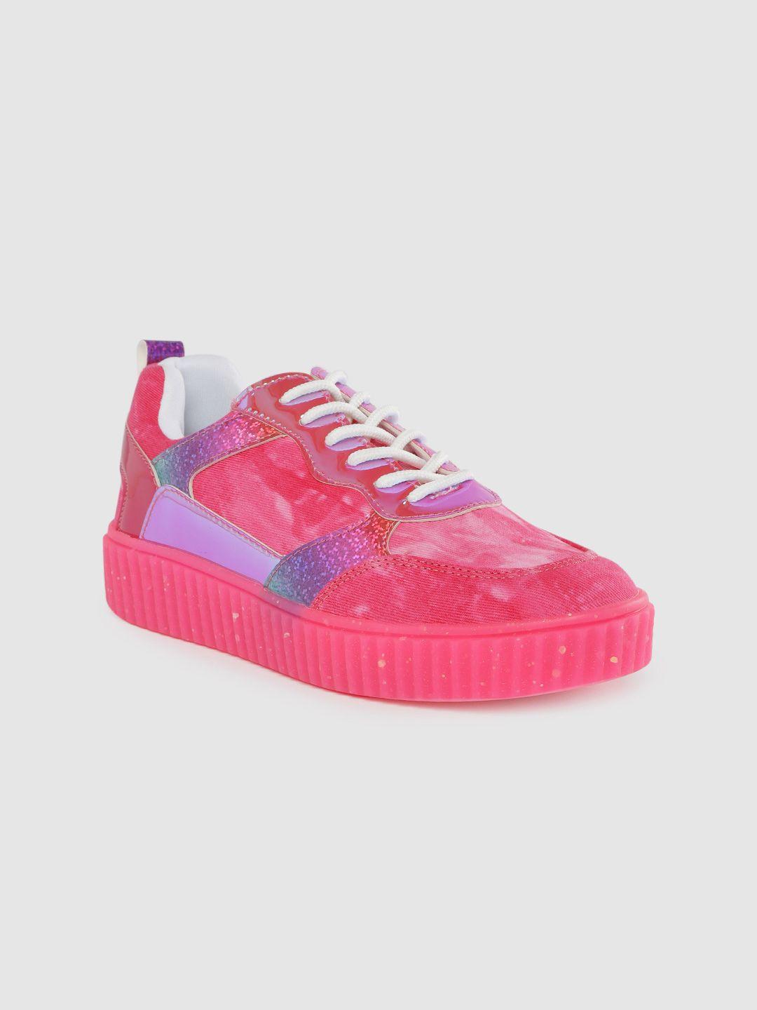 lavie-women-pink-printed-sneakers-with-iridescent-effect