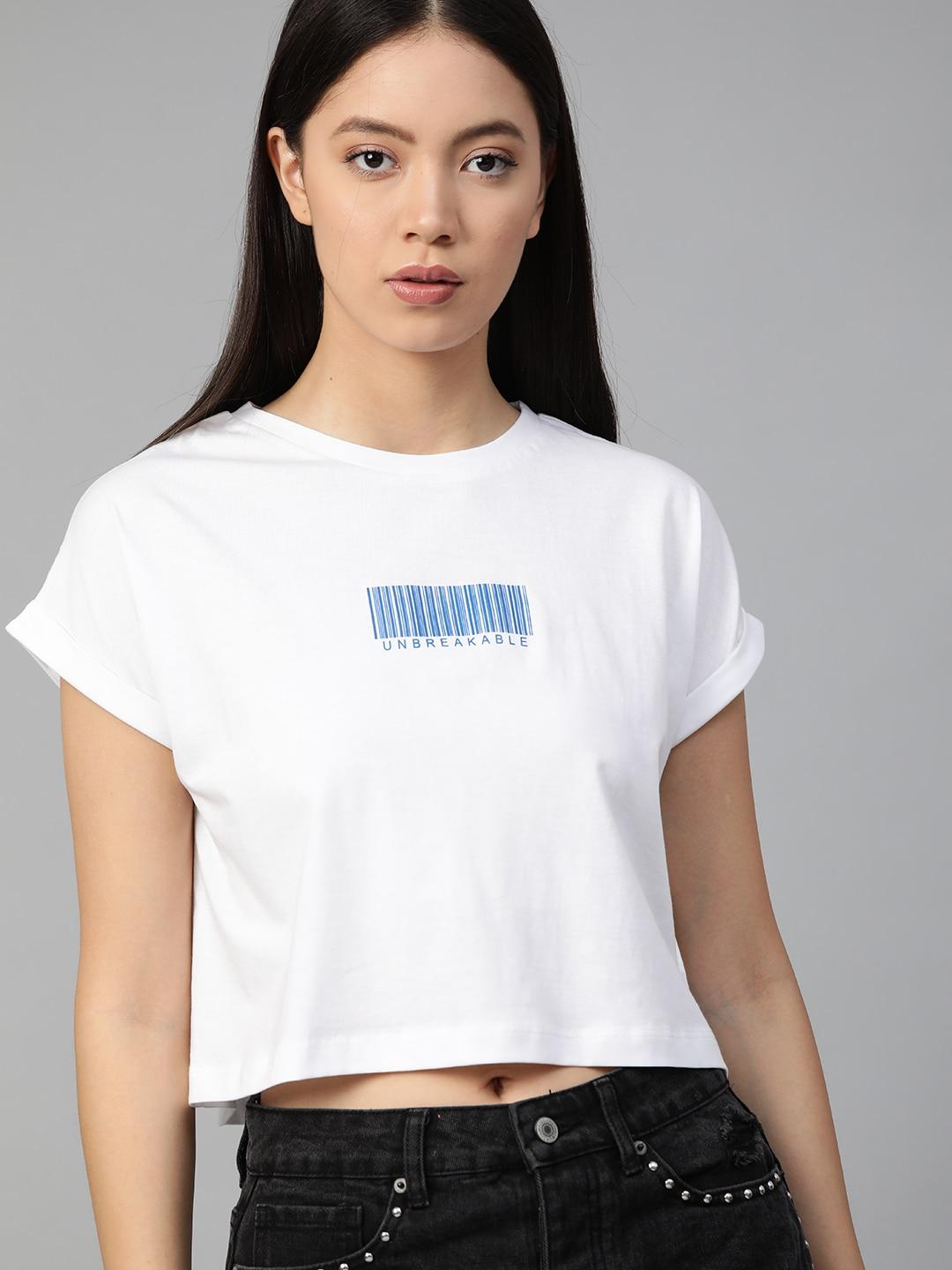 roadster-women-white-solid-round-neck-boxy-cropped-top