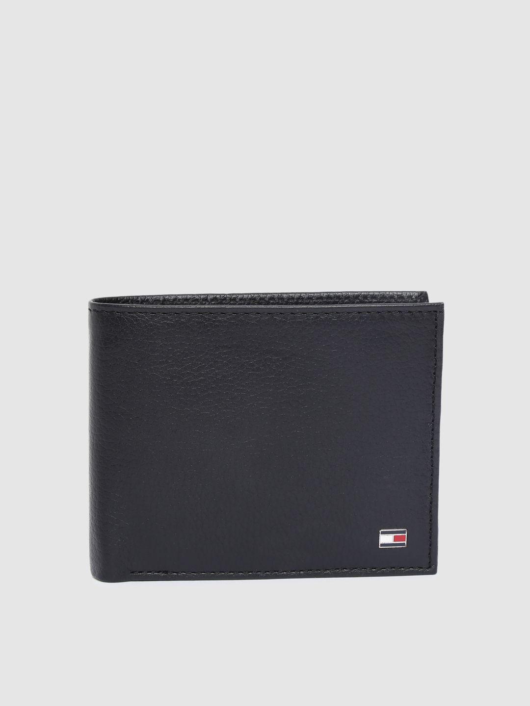 Tommy Hilfiger Men Black Solid Genuine Leather Two Fold Wallet